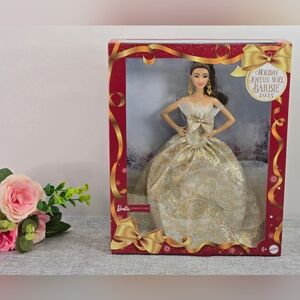 Mattel 2025 Holiday Fashion Doll: Light Brown Hair Barbie Silver & Gold Gown NIB